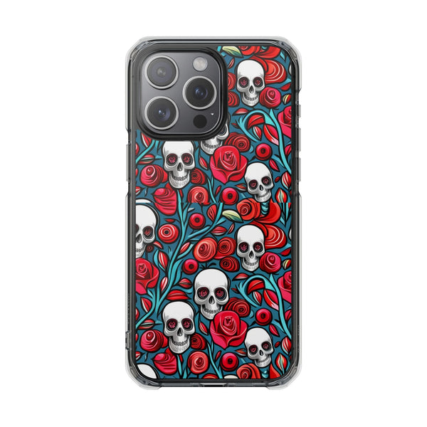 Stunning Red Flower Skulls Magnetic Cases - Protect Your Phone with Style!