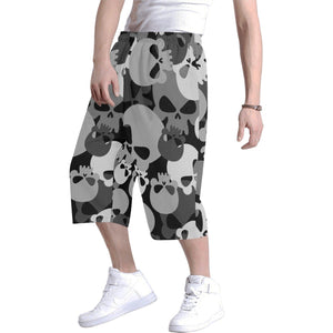 Army Camo Skull Baggy Shorts For Men