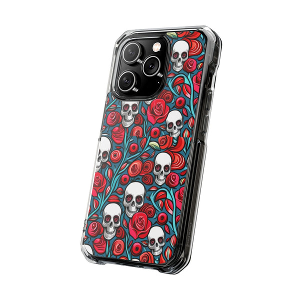 Stunning Red Flower Skulls Magnetic Cases - Protect Your Phone with Style!