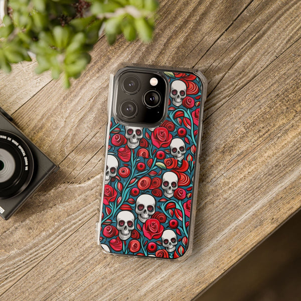 Stunning Red Flower Skulls Magnetic Cases - Protect Your Phone with Style!