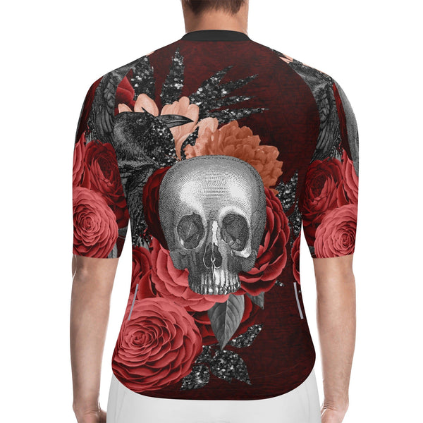 Men's Skull Floral Pro Team Short Sleeve Cycle Jersey