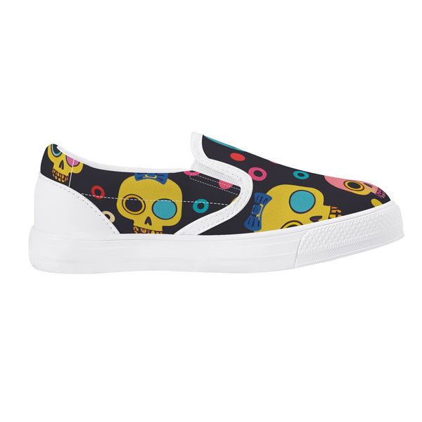 Kid's Colorful Skulls Slip On Shoes