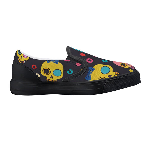 Kid's Colorful Skulls Slip On Shoes
