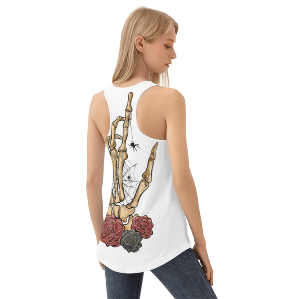 Women's Skeleton Hand With Flowers & Hanging Spider