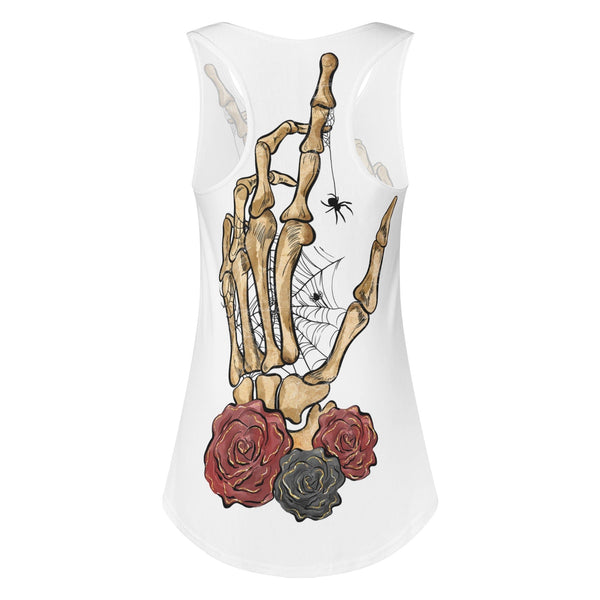Women's Skeleton Hand With Flowers & Hanging Spider