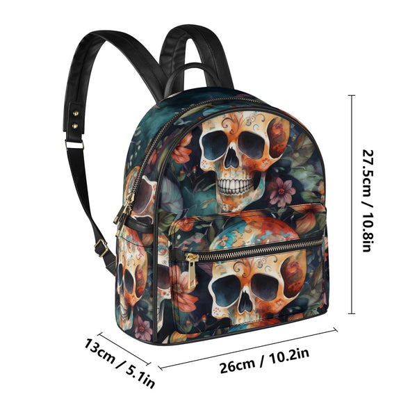 Womens Skull Floral Casual Backpack