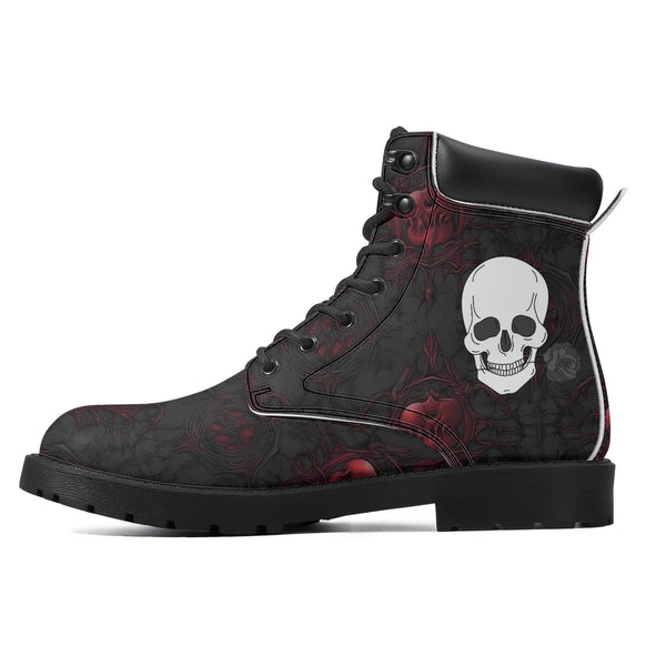 Womens Gothic Skull All Season Leather Boots