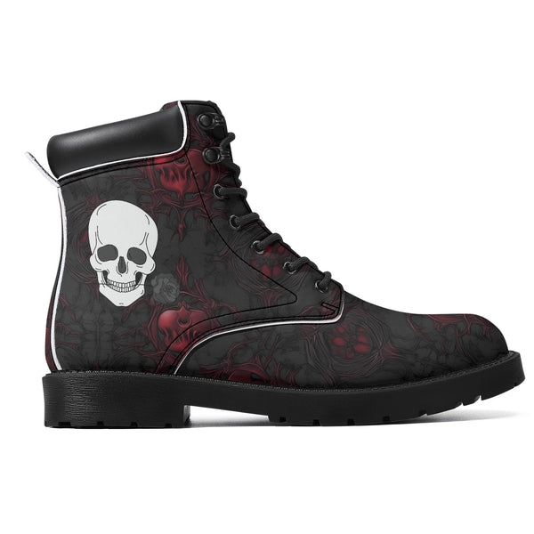 Womens Gothic Skull All Season Leather Boots