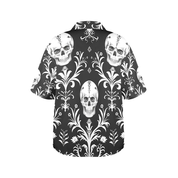 Women's Skull Floral Pattern Hawaiian Shirt