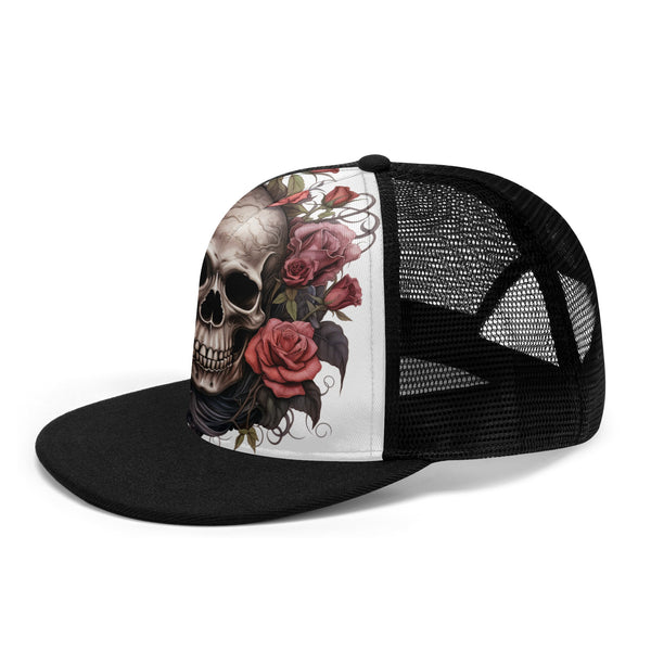 Floral Skull Mesh Hip-hop Hat