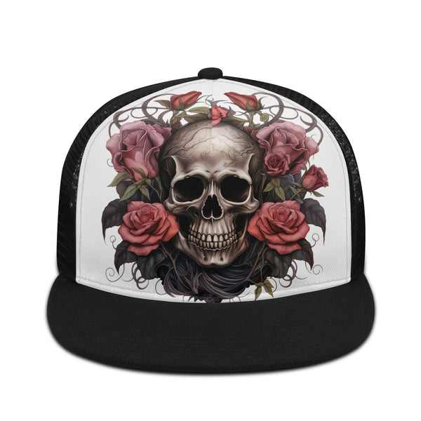 Floral Skull Mesh Hip-hop Hat