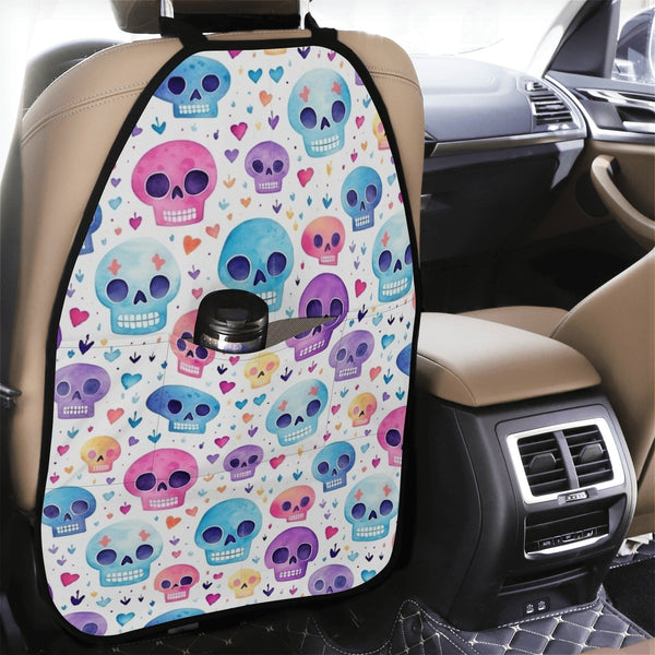 Colorful Skulls Car Back Seat Organizer Protector