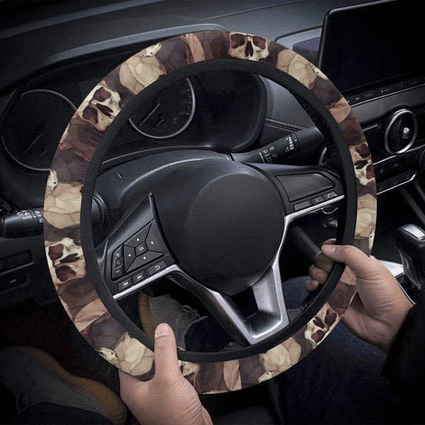 Gray Skulls Car Steering Wheel Covers