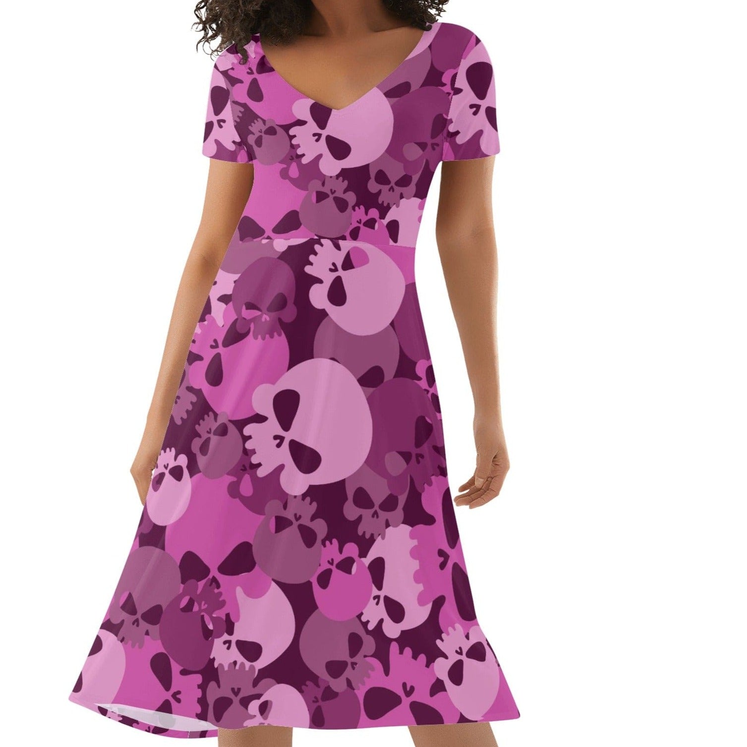 pink camo dress Womens Pink Camo Ruffle Trim Hem Summer Dress – Everything Skull Clothing Merchandise and Accessories