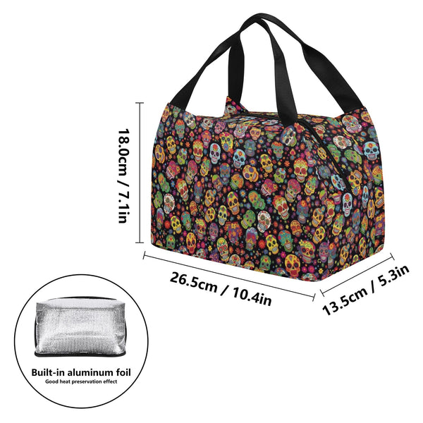 Lots of Skulls Portable Tote Lunch Bag