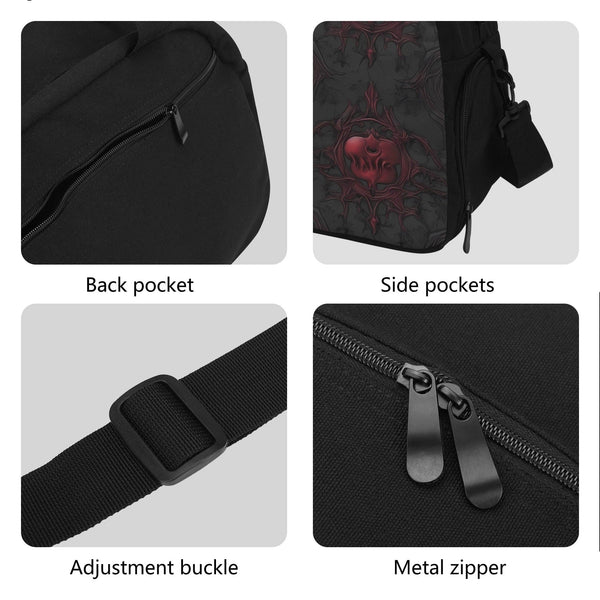 Gothic Black & Red Grim Reaper Travel Luggage Bag