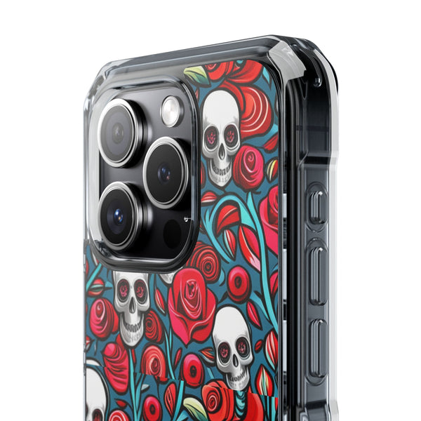 Stunning Red Flower Skulls Magnetic Cases - Protect Your Phone with Style!