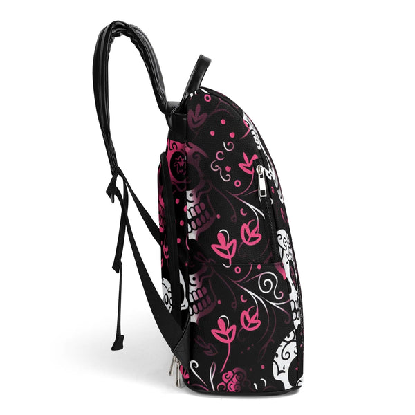 Pink & White Skulls Travel Anti-theft Backpack
