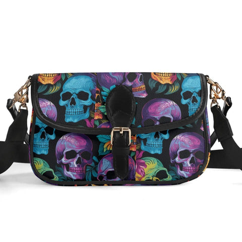 Women's Colorful Skulls Chain Shoulder Handbag