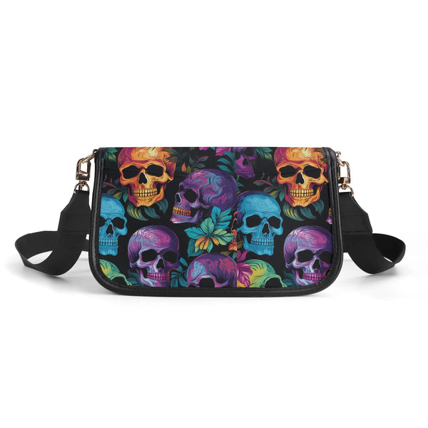 Womens Colorful Skulls Chain Shoulder Handbag