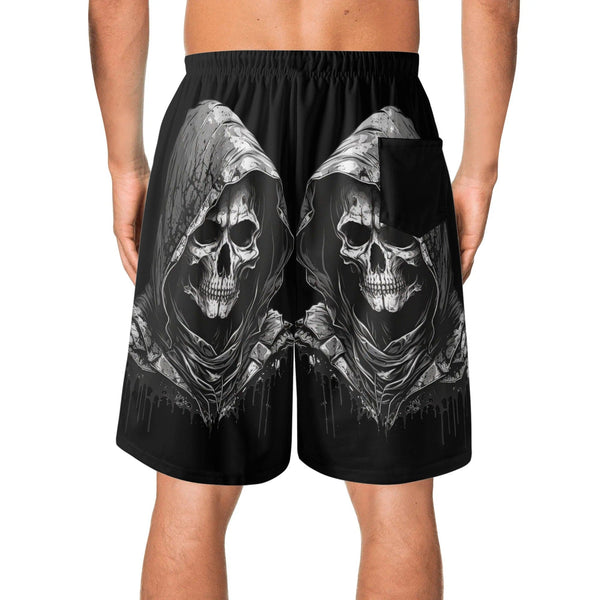 Mens Black Reaper Lightweight Hawaiian Beach Shorts