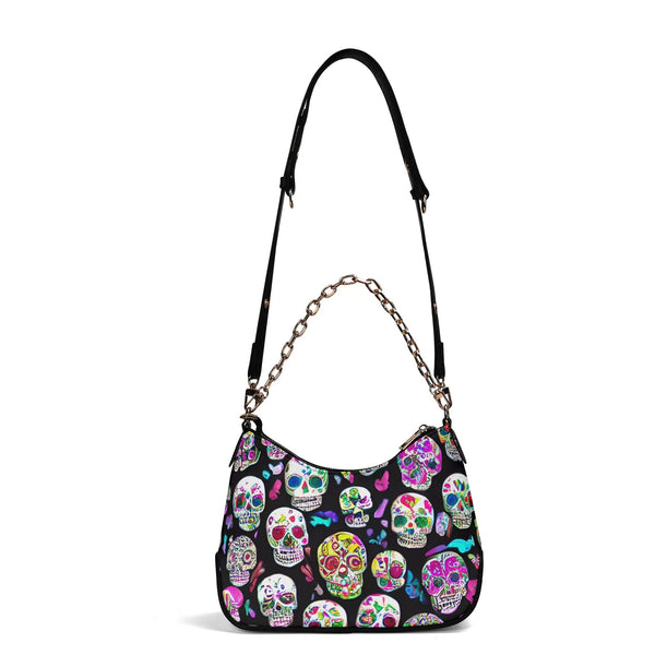 Colorful Skulls Cross-body Bag With Chain Decoration