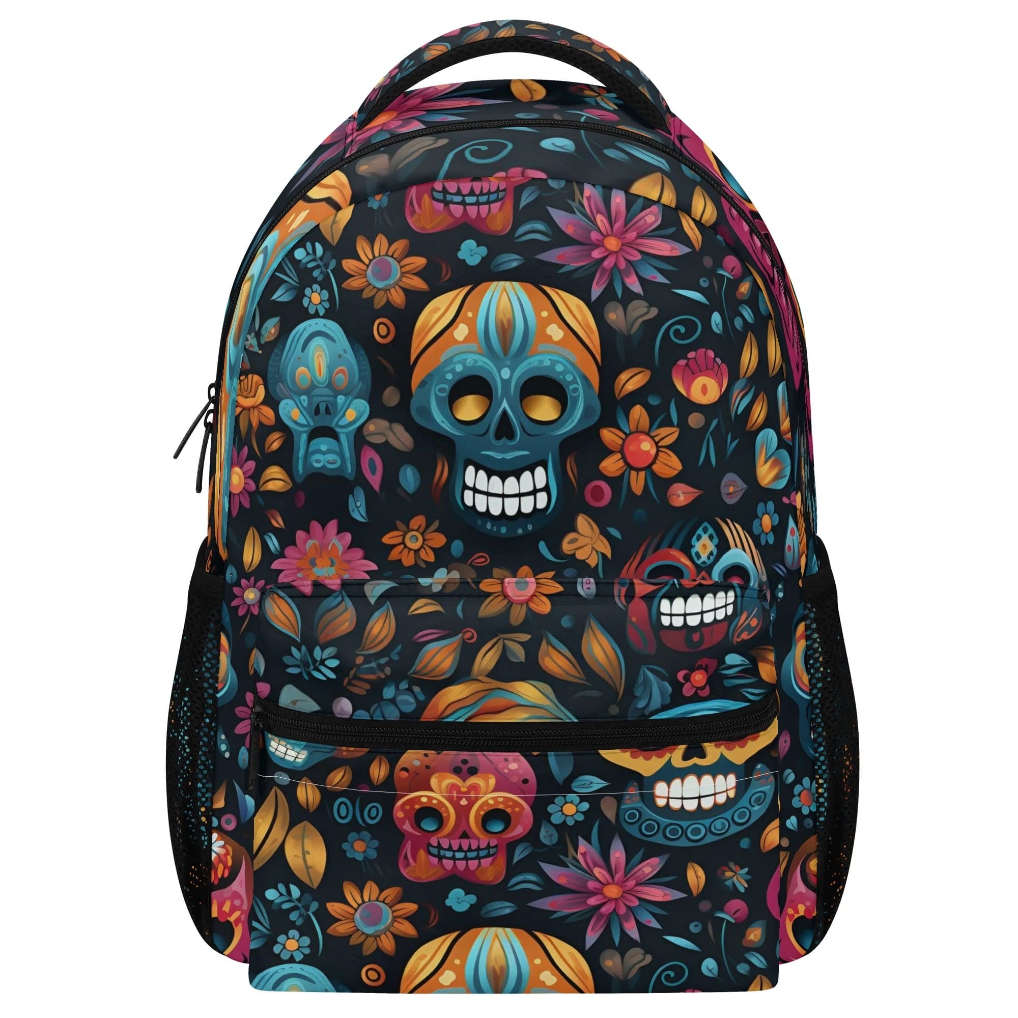 Floral Colorful Skulls Casual Style School Backpac