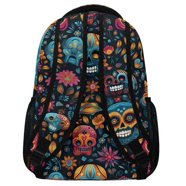 Floral Colorful Skulls Casual Style School Backpack