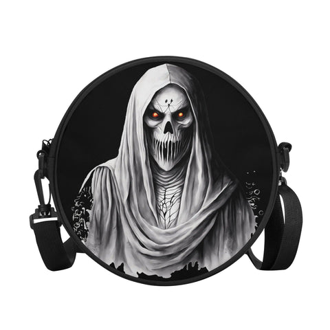 Grim Reaper With Red Eyes Round Satchel Bags