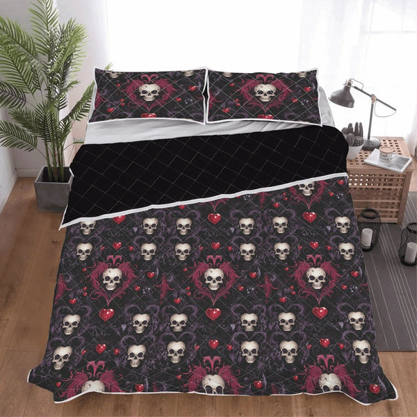 Gothic Dark Skulls Quilt Bedding Set 3 Sizes