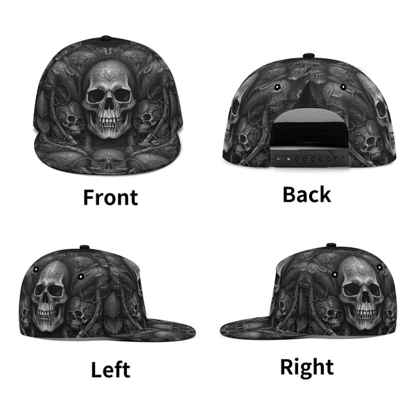 Black Skulls Pattern Classic Snapback Hat