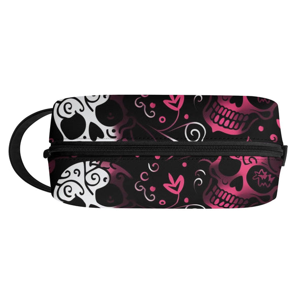 Pink White Skulls Travel Toilettrie Bag or Makeup Cosmetics Organizer