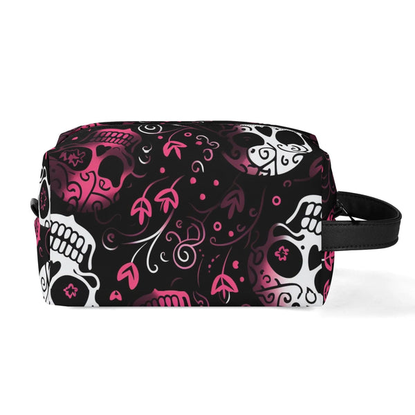 Pink White Skulls Travel Toilettrie Bag or Makeup Cosmetics Organizer