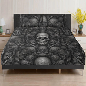 Black Skulls 3 Pcs Bedding Set