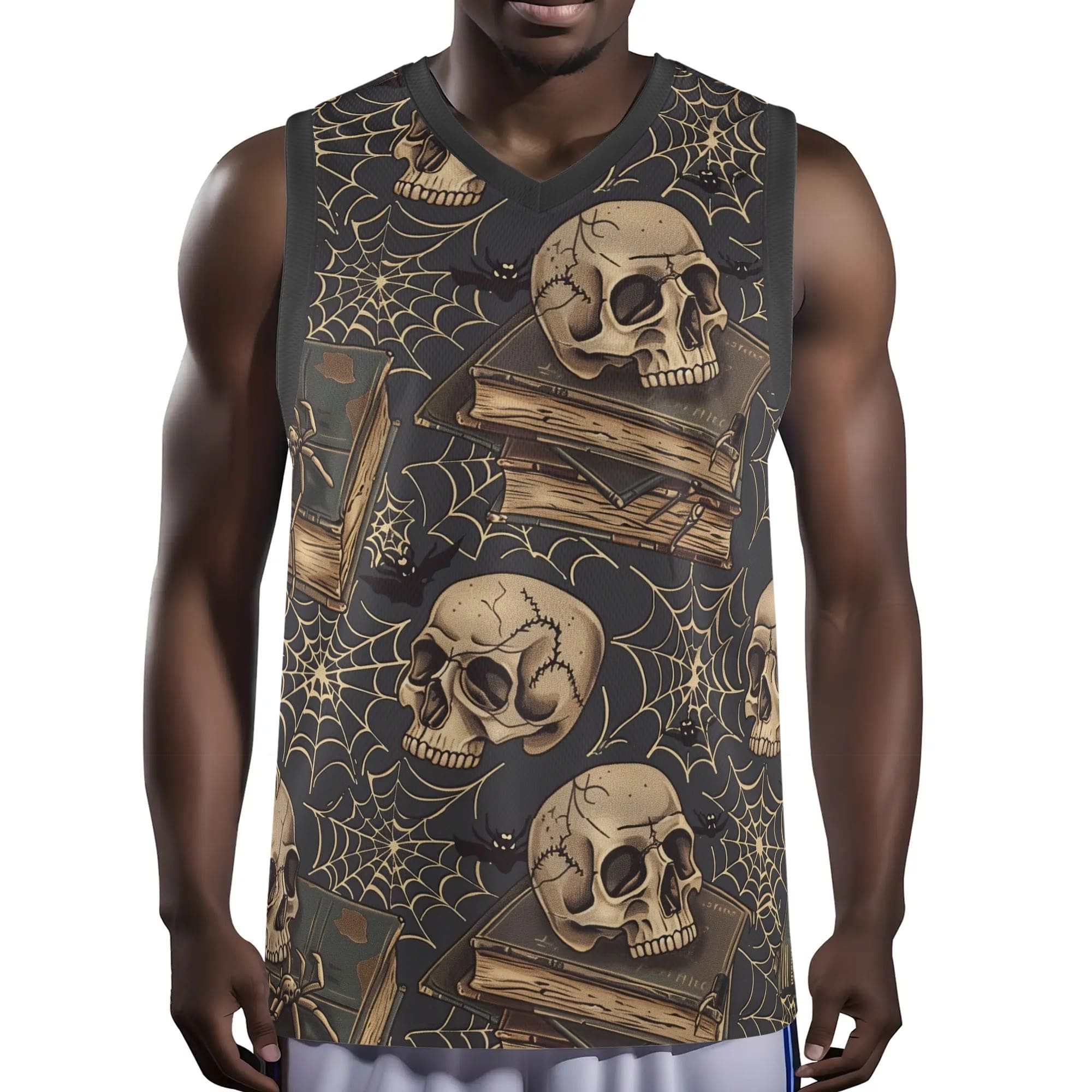 Mens Skull Basketball Jersey Tank Top