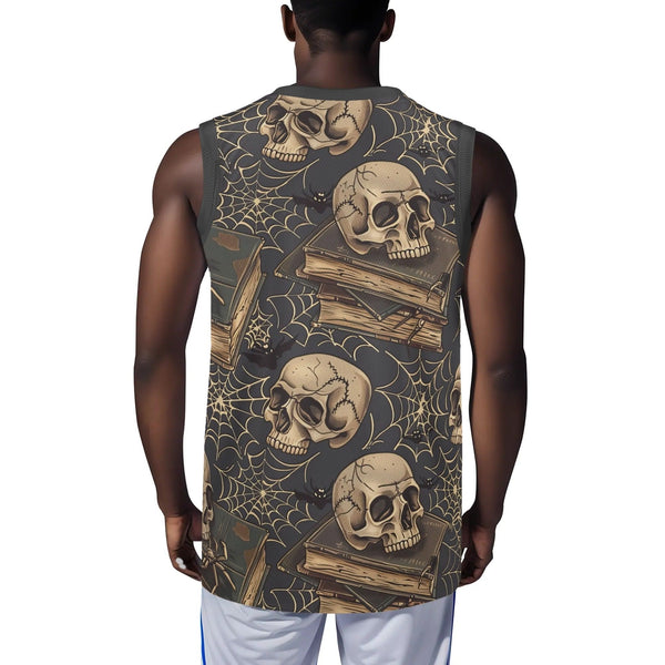 Mens Skull Basketball Jersey Tank Top