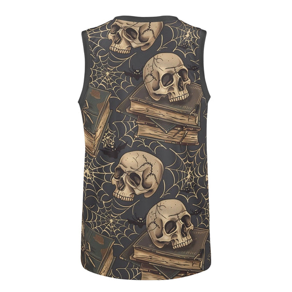 Mens Skull Basketball Jersey Tank Top