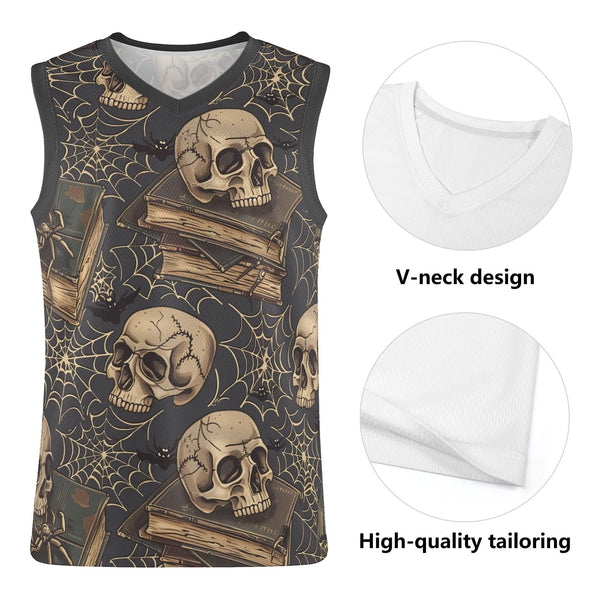 Mens Skull Basketball Jersey Tank Top