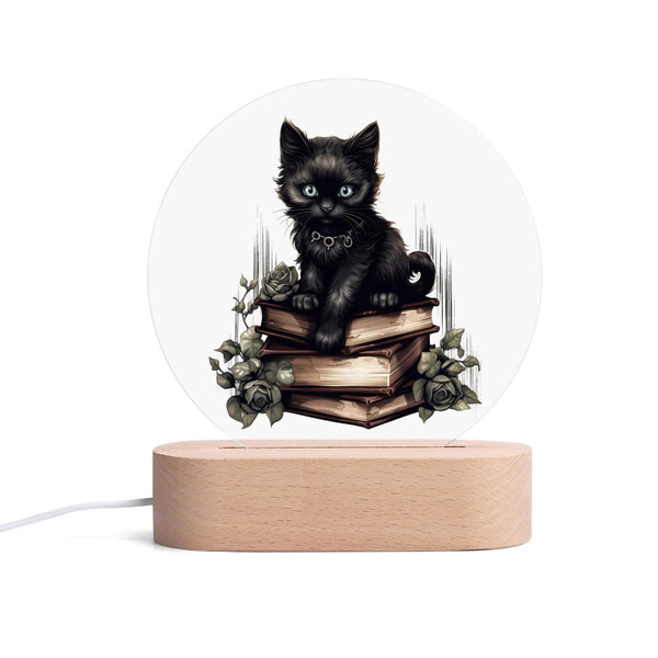 Gothic Cat Acrylic Night Light - USB Charging, Clear Design & Wide Application