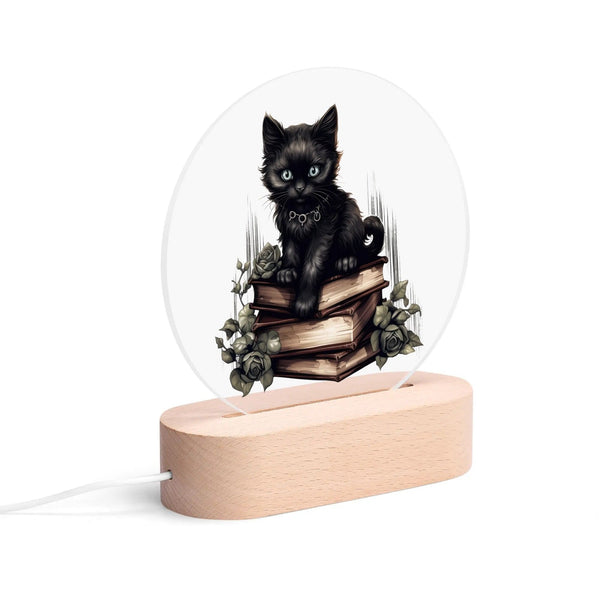 Gothic Cat Acrylic Night Light - USB Charging, Clear Design & Wide Application