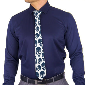 Men's Blue Skulls Soft And Comfortable Necktie