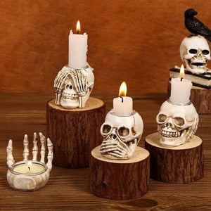 4 Pack, Skull Candle Holder Gothic Skeleton Skull Decor