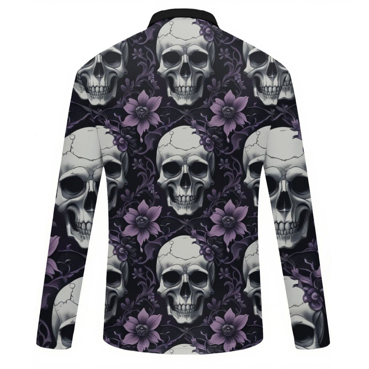 Women's Purple Floral Skulls Quarter Zip Long Sleeve Sport Top