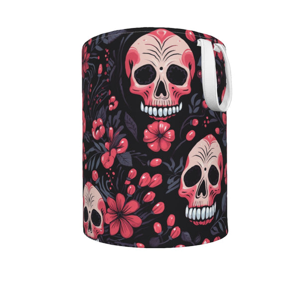 Pink gloral Skulls Foldable Laundry Basket