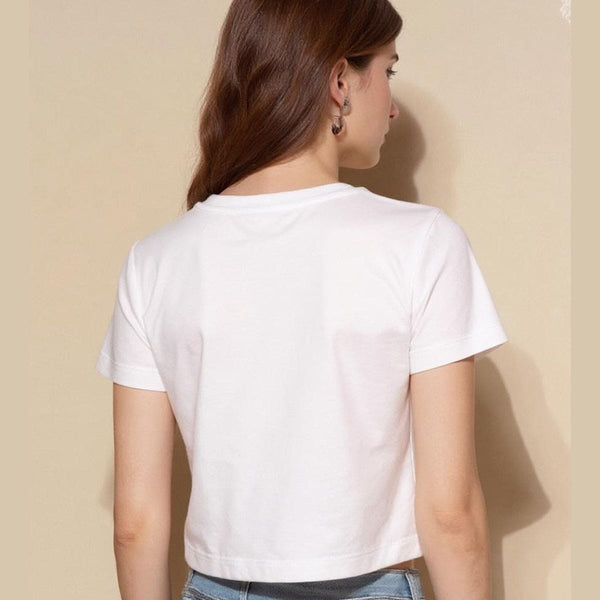 Women's Skull Tropical Lizard Crop T-Shirt