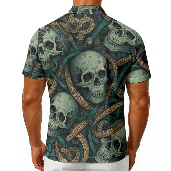 Men's Skull Celtic Hawaiian Shirt - Dark Alternative Button-Down