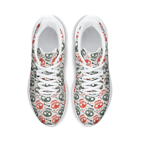 Women's Red And Gray Skulls Road Running Shoes