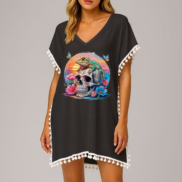 Women's Skull Sunset Lizard Chiffon Beach Cover-Up