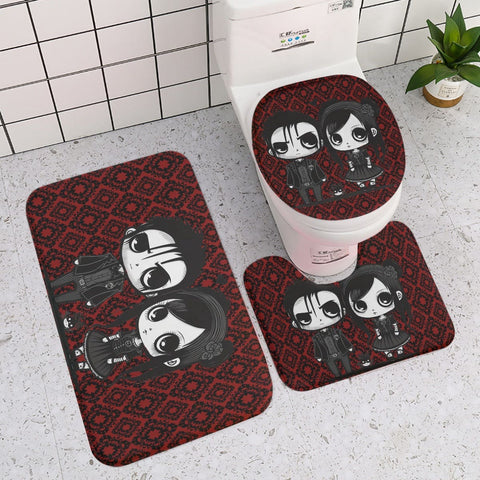 Red Pattern Gothic Girl & Boy Three-Piece Bathroom Set