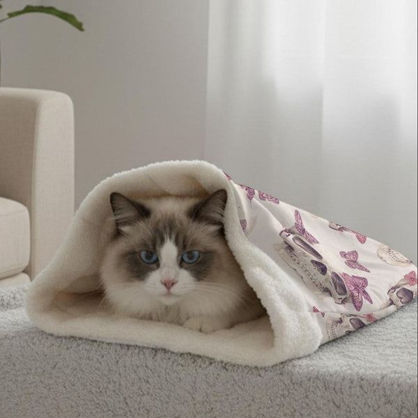 Skulls With Butterflies Double-Layer Pet Sleeping Bag